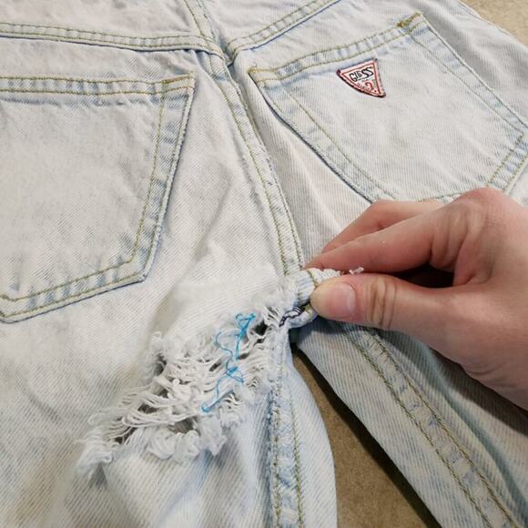 Vtg 80s Guess USA Acid Wash Light Denim Distressed Boot Cut Retro Mom Jean Sz 28 - Picture 8 of 8